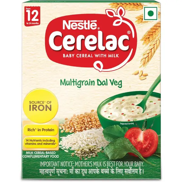 Nestle Cerelac Baby Cereal with Iron, Vitamins & Minerals | From 12 to 24 Months | Multigrain Dal Veg